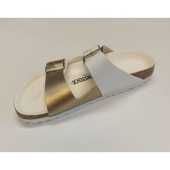 Birkenstock Arizona Split Birko-Flor Womens Size 5 Sandals Gold White EU 36 - Picture 4 of 9
